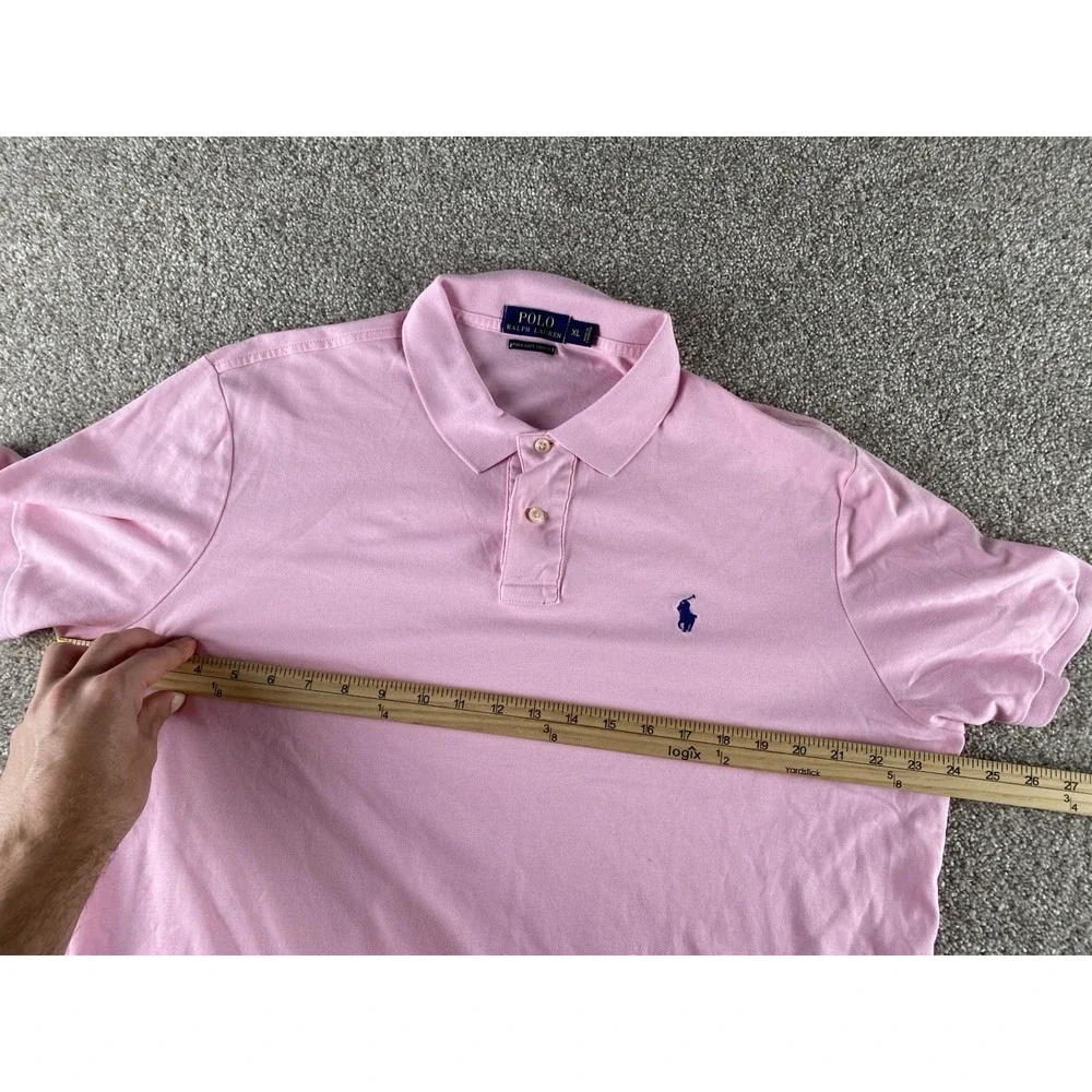 Polo Ralph Lauren Pima Soft Touch Polo Solid Pink Mens XL Blue Pony Preppy Work